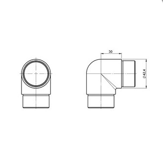 Zábradlí nerez - rohová spojka dvou madel Ø42,4 mm 